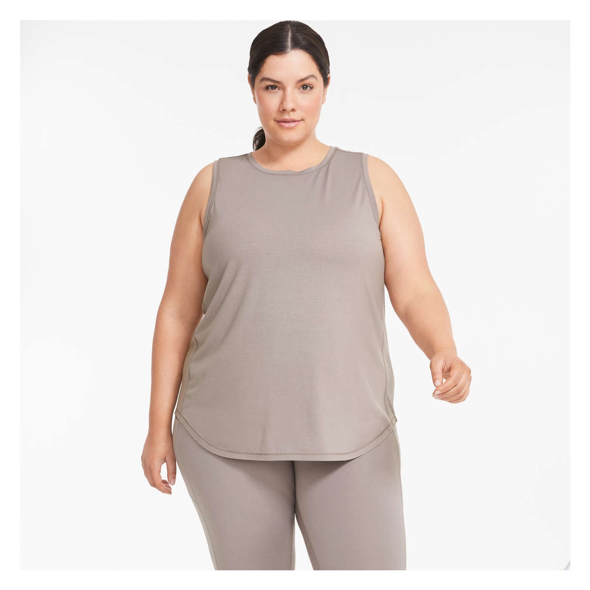 Women+ Active Muscle Tank in Khaki Brown from Joe Fresh